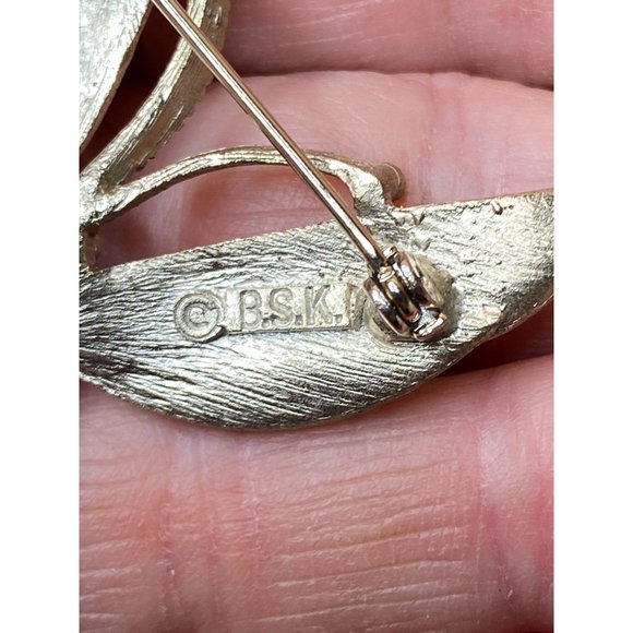 Vintage Classy B.S.K. Butterfly Silver Tone Brooch 2 1/8" x 1 5/8" - Picture 3 of 6